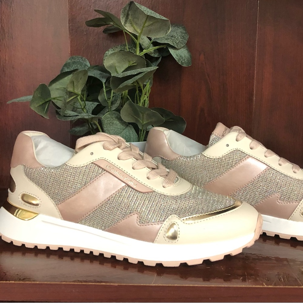 Michael Kors cream, pink and metallic sneaker. 8.5. New. Never worn.